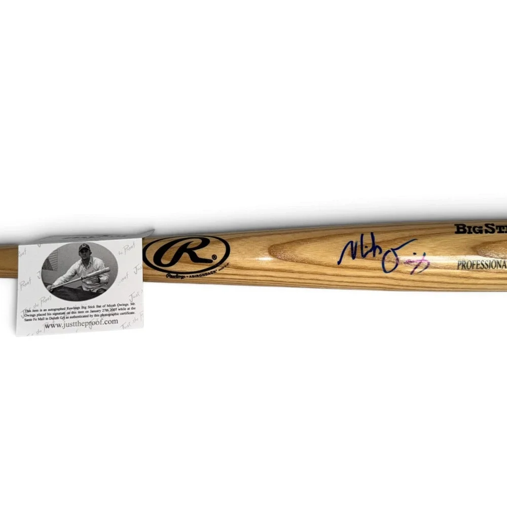 Micah Owings Signed Rawlings Big Stick Full Size Baseball Bat COA Diamondbacks